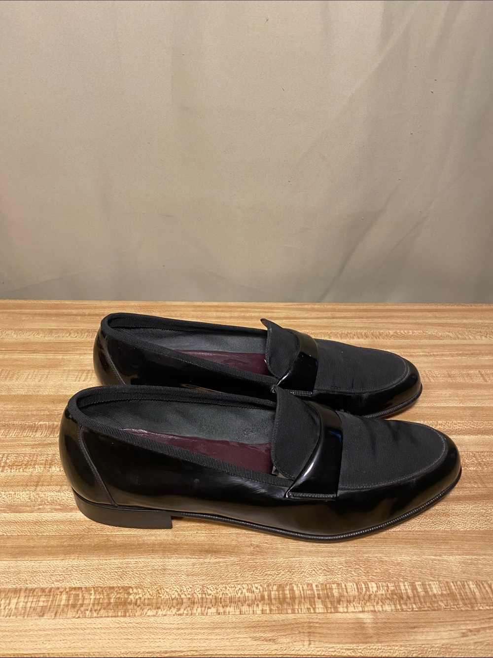 Salvatore Ferragamo Corpcore Preppy Black Patent Leathe Tuxedo Loafers Men’s 11D